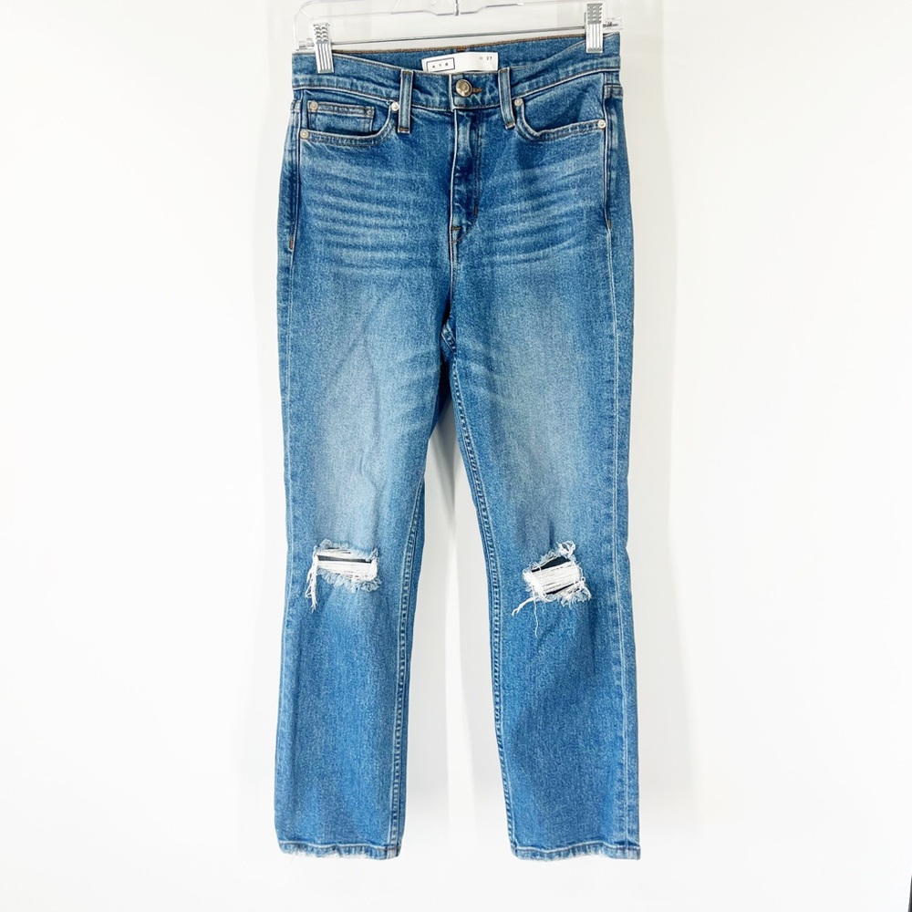 Ayr The Yes Yes Yes Jeans High Rise Straight Leg Distressed